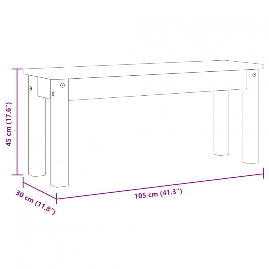 Banc à manger Panama gris 105x30x45 cm bois massif de pin