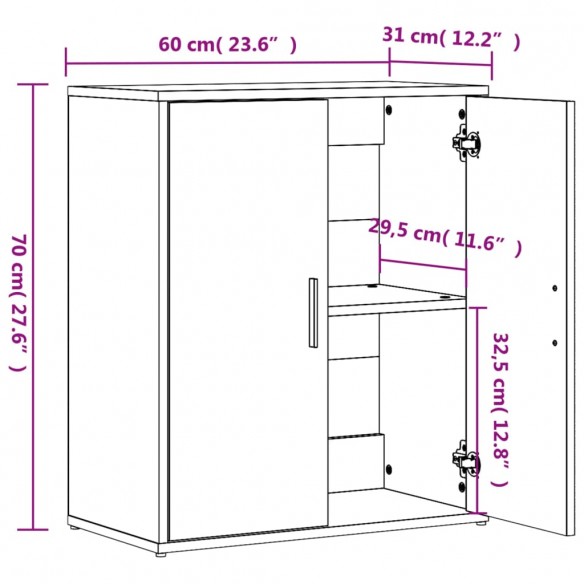 Buffet blanc 60x31x70 cm bois d'ingénierie