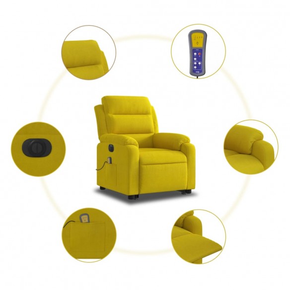 Fauteuil inclinable de massage électrique jaune velours