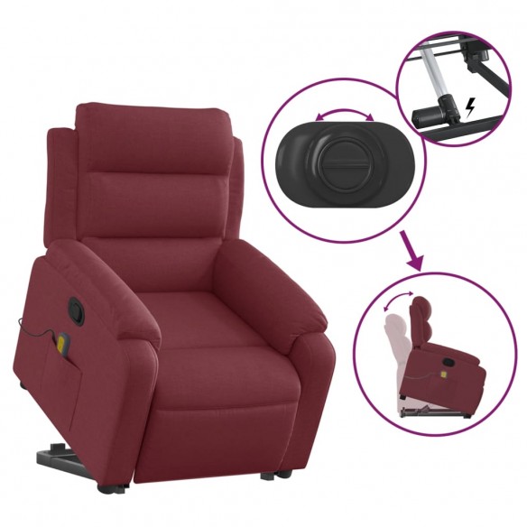 Fauteuil inclinable de massage Rouge bordeaux Tissu