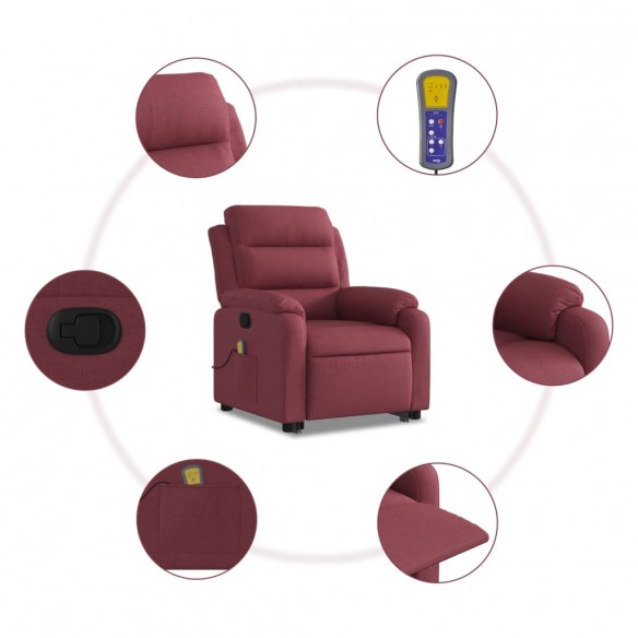 Fauteuil inclinable de massage Rouge bordeaux Tissu