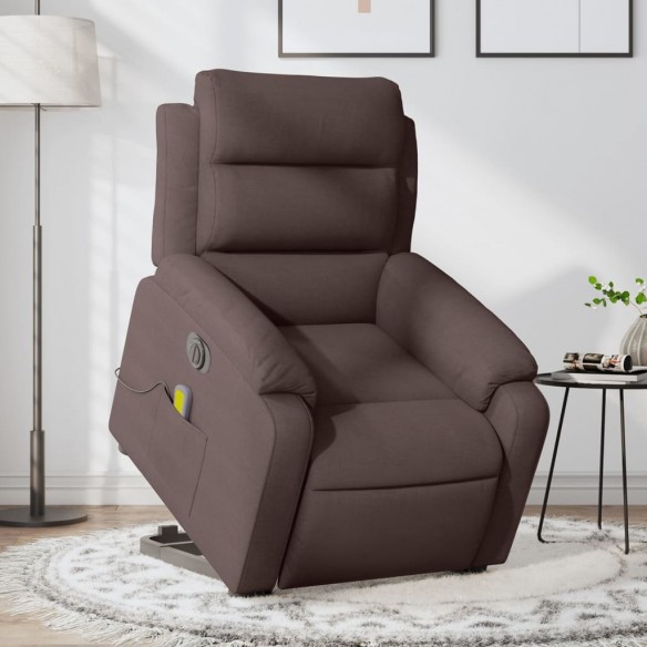 Fauteuil inclinable de massage électrique Marron foncé Tissu