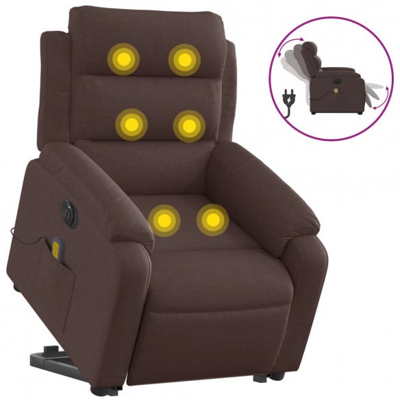 Fauteuil inclinable de massage électrique Marron foncé Tissu