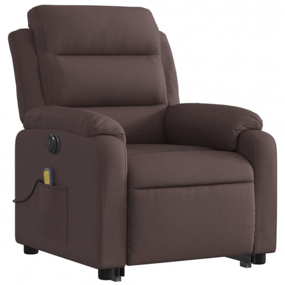 Fauteuil inclinable de massage électrique Marron foncé Tissu