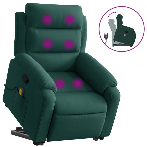 Fauteuil de massage inclinable Vert foncé Velours