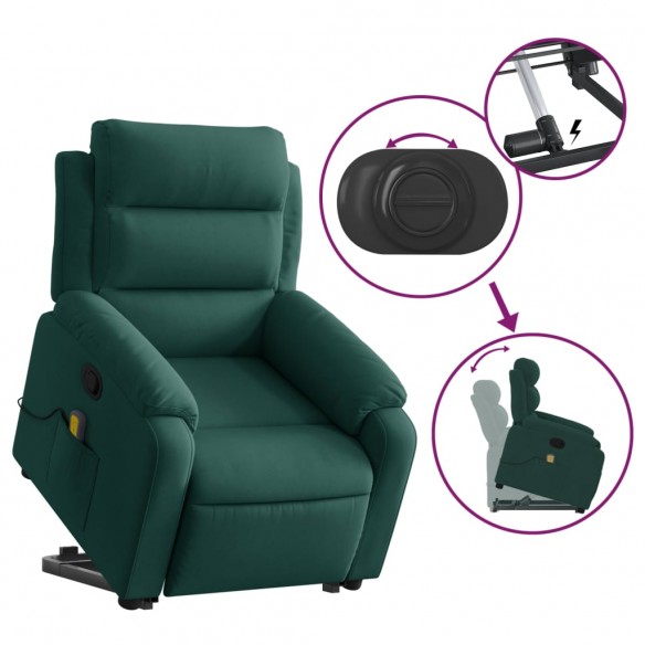 Fauteuil de massage inclinable Vert foncé Velours