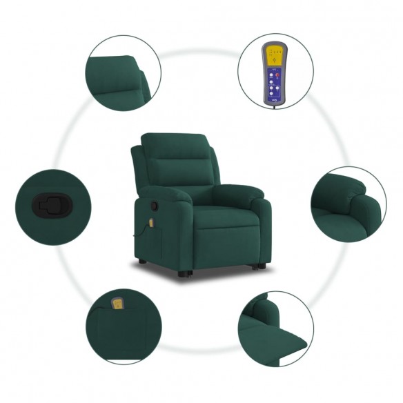 Fauteuil de massage inclinable Vert foncé Velours