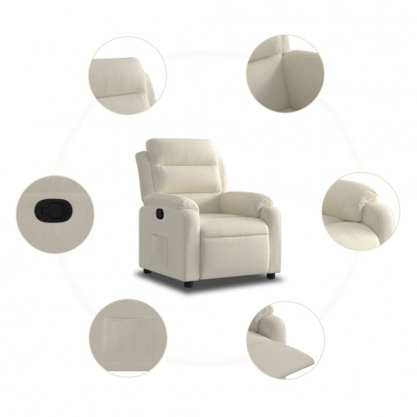 Fauteuil inclinable Crème Velours