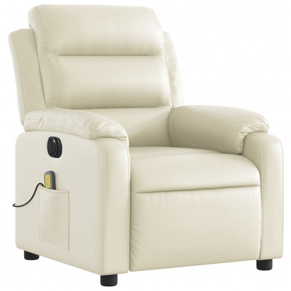 Fauteuil de massage inclinable électrique crème similicuir