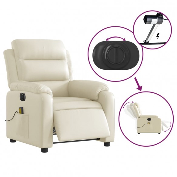 Fauteuil de massage inclinable électrique crème similicuir