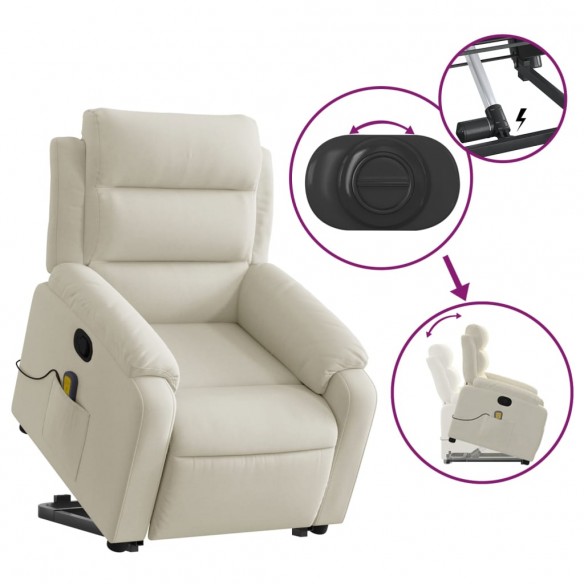 Fauteuil de massage inclinable Crème Velours