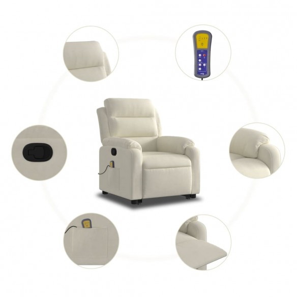 Fauteuil de massage inclinable Crème Velours