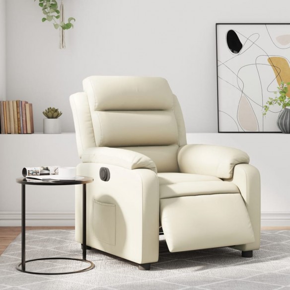 Fauteuil inclinable électrique Crème Similicuir