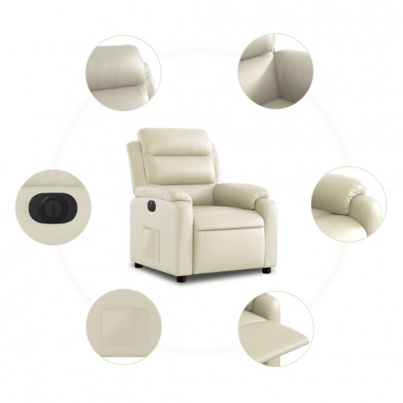 Fauteuil inclinable électrique Crème Similicuir