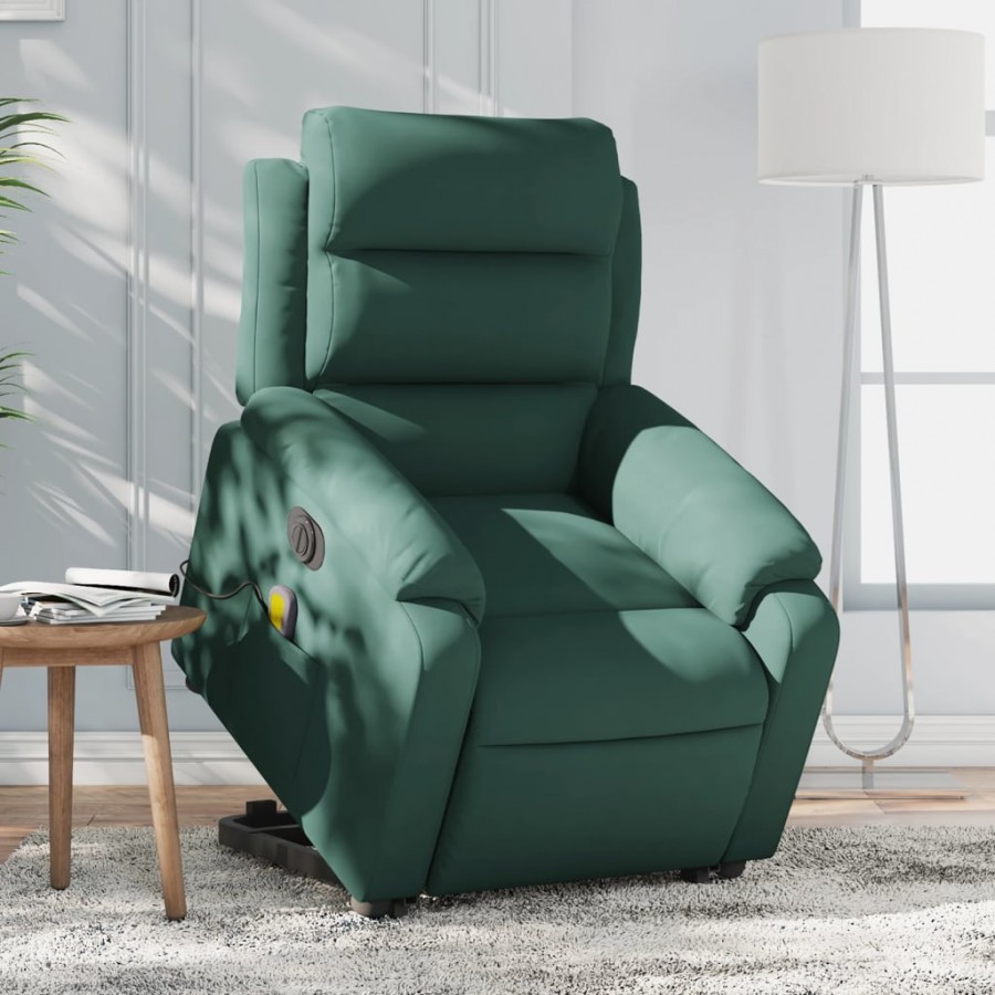 Fauteuil inclinable de massage électrique vert foncé velours