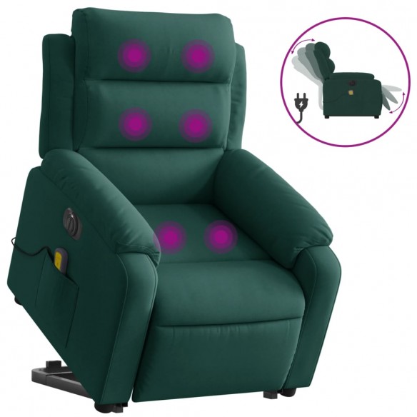 Fauteuil inclinable de massage électrique vert foncé velours