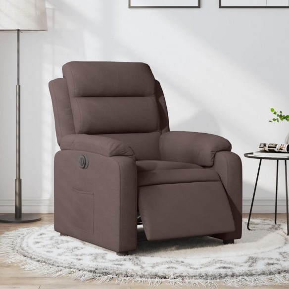 Fauteuil inclinable électrique Marron foncé Tissu