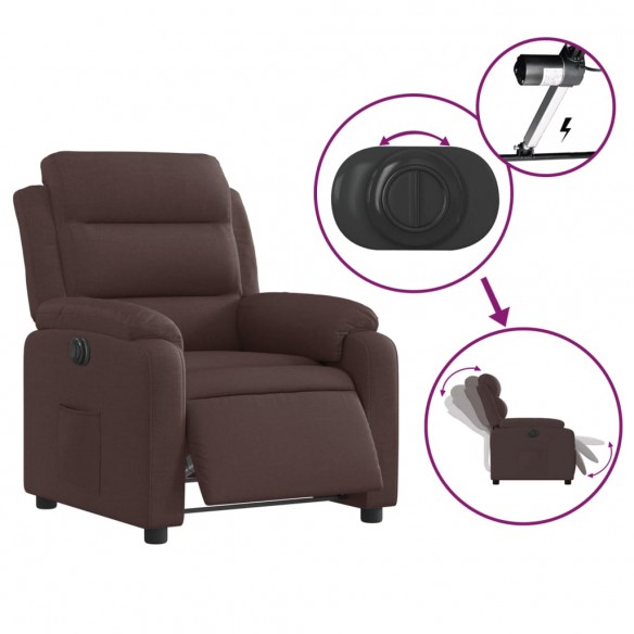 Fauteuil inclinable électrique Marron foncé Tissu