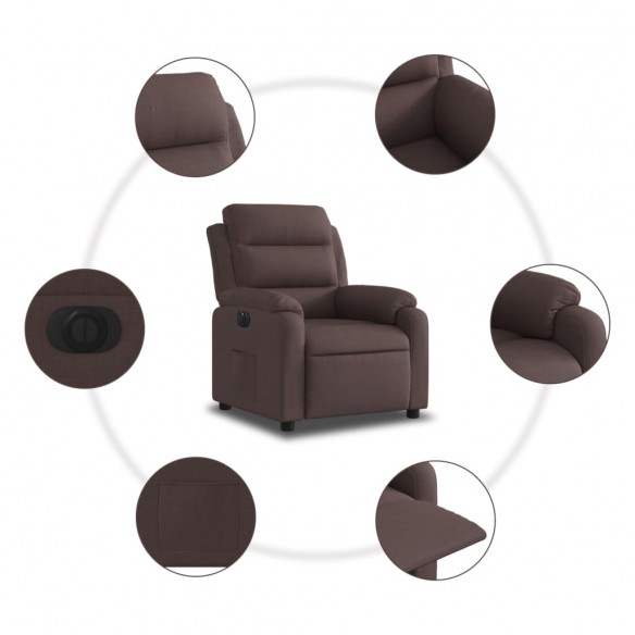 Fauteuil inclinable électrique Marron foncé Tissu