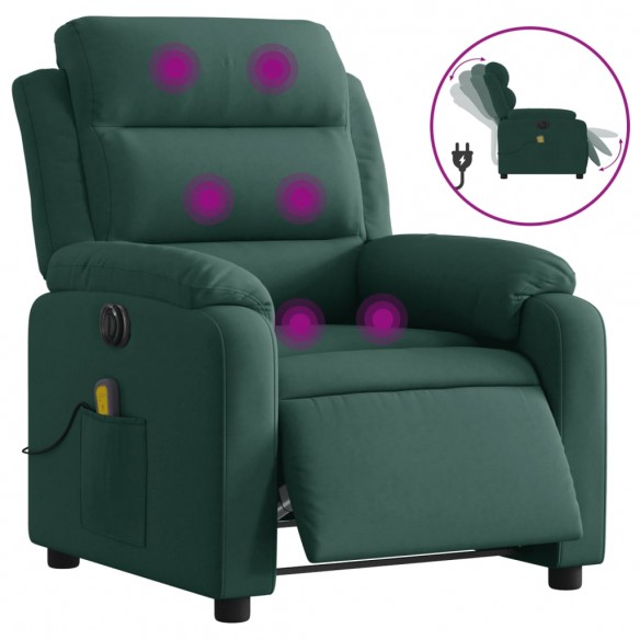 Fauteuil inclinable de massage électrique vert foncé velours