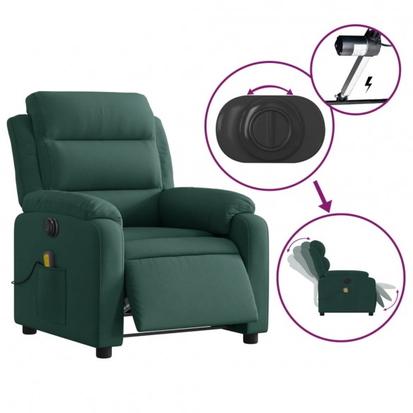 Fauteuil inclinable de massage électrique vert foncé velours