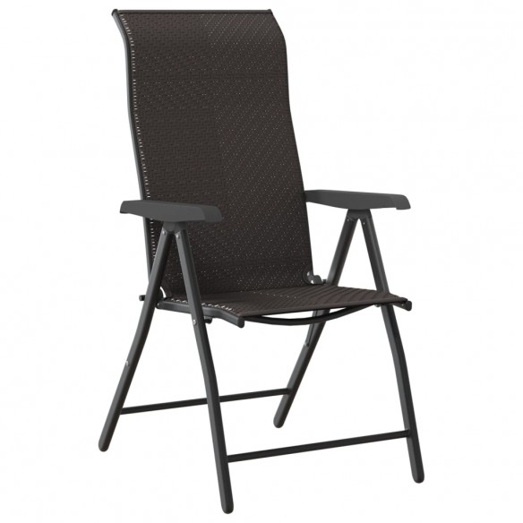 Chaises pliables de jardin 2 pcs couleur café noir poly rotin