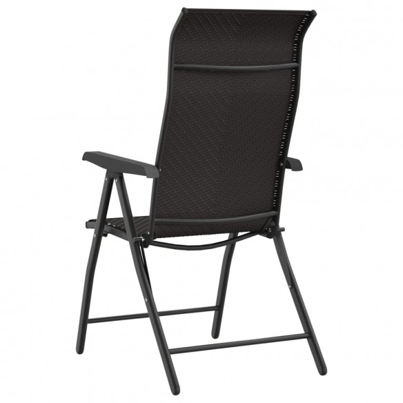 Chaises pliables de jardin 2 pcs couleur café noir poly rotin