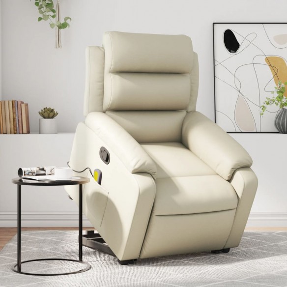 Fauteuil inclinable de massage Crème Similicuir