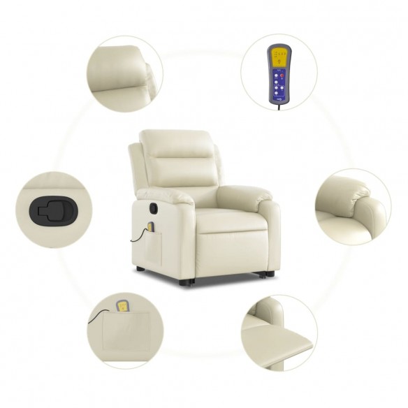 Fauteuil inclinable de massage Crème Similicuir