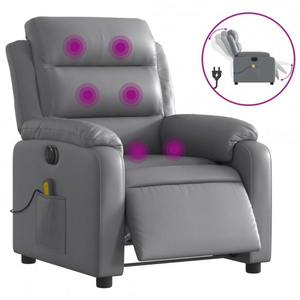 Fauteuil de massage inclinable électrique gris similicuir