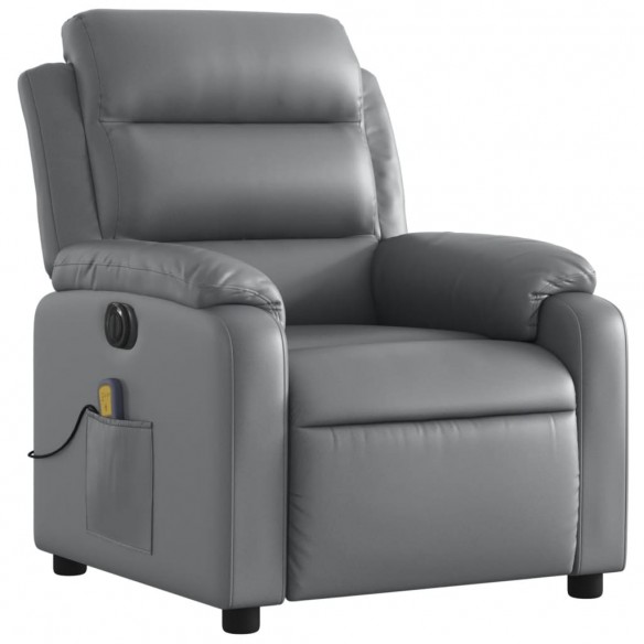 Fauteuil de massage inclinable électrique gris similicuir