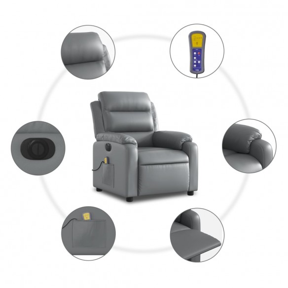 Fauteuil de massage inclinable électrique gris similicuir