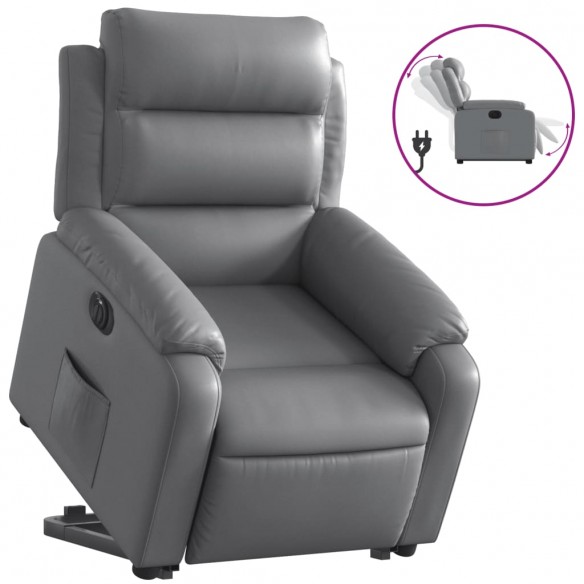 Fauteuil inclinable électrique gris similicuir