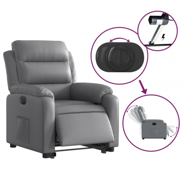 Fauteuil inclinable électrique gris similicuir