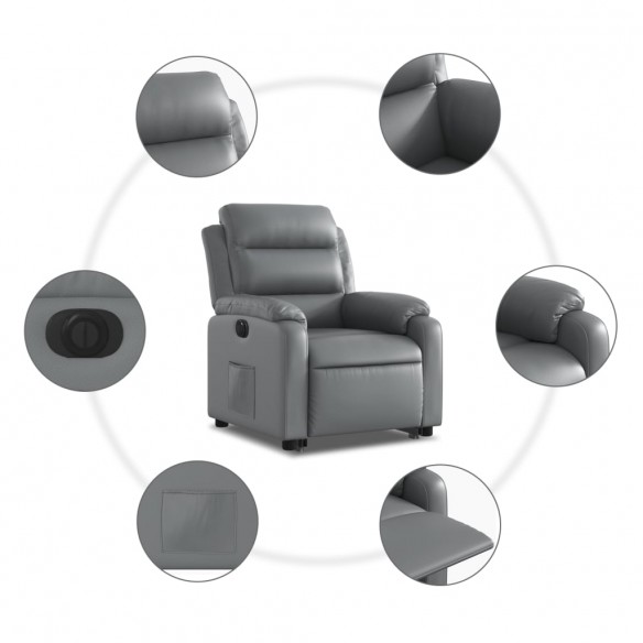 Fauteuil inclinable électrique gris similicuir