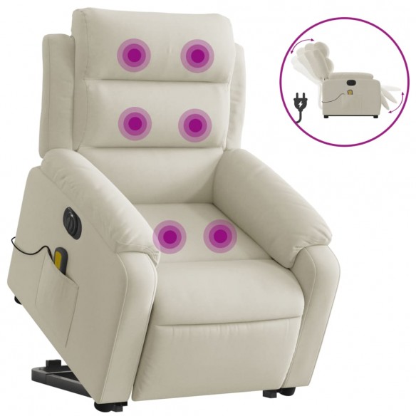 Fauteuil inclinable de massage électrique crème velours