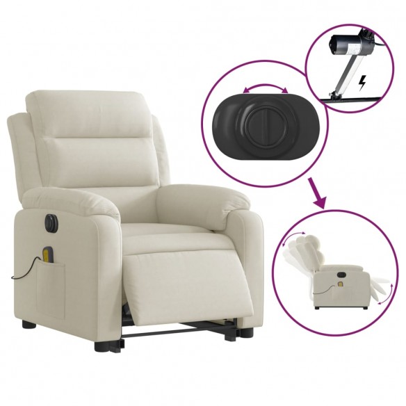 Fauteuil inclinable de massage électrique crème velours