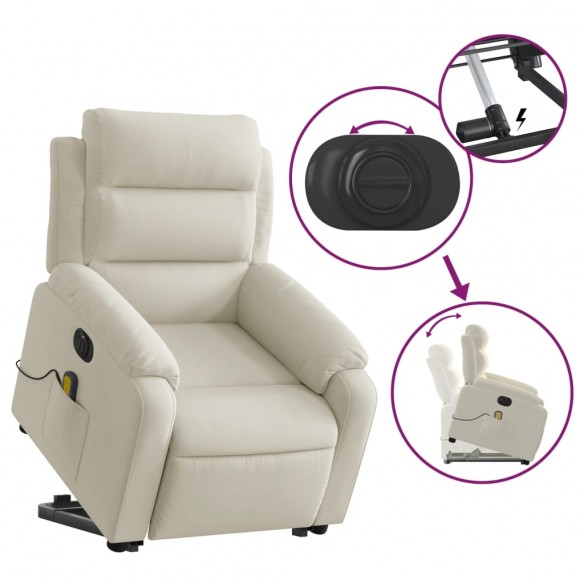 Fauteuil inclinable de massage électrique crème velours