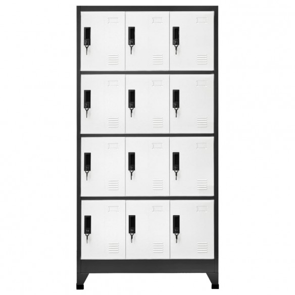 Armoire à casiers Anthracite et blanc 90x45x180 cm Acier