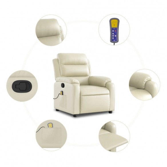 Fauteuil inclinable de massage Crème Similicuir