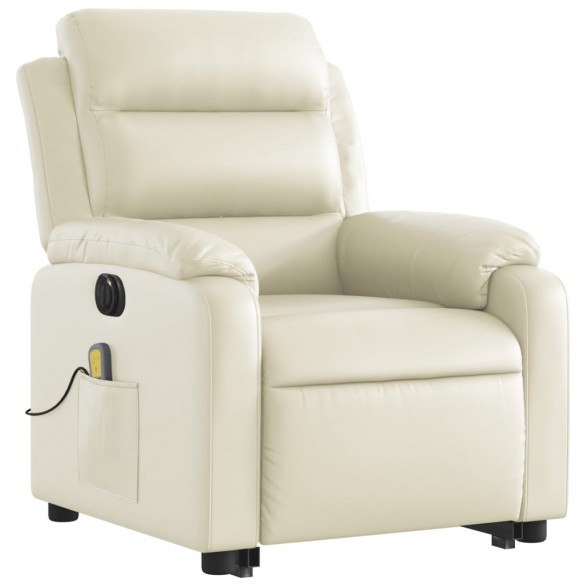 Fauteuil inclinable de massage électrique crème similicuir