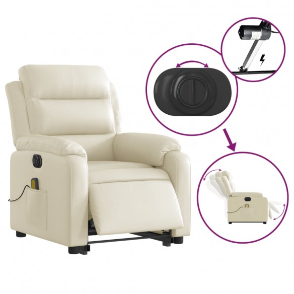 Fauteuil inclinable de massage électrique crème similicuir