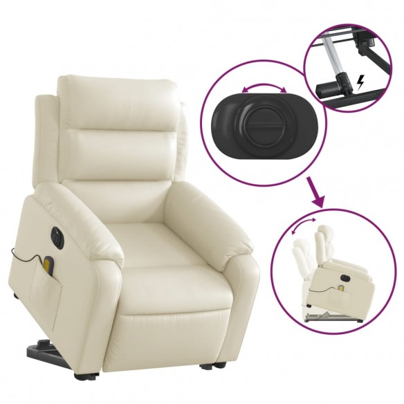 Fauteuil inclinable de massage électrique crème similicuir