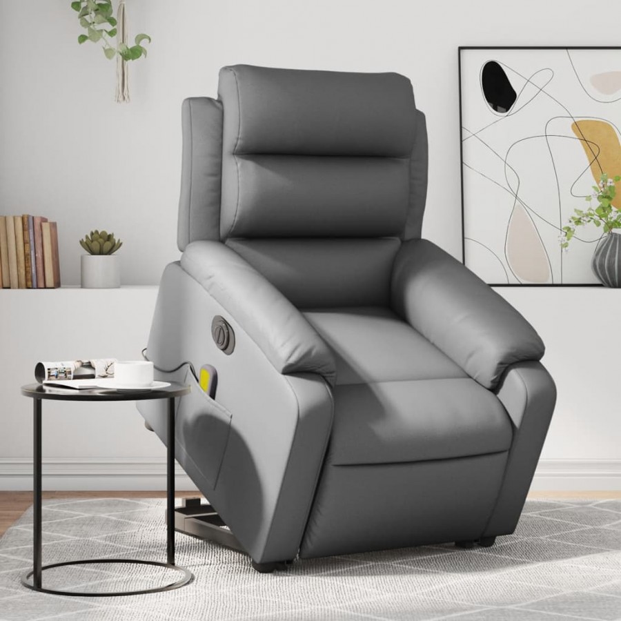 Fauteuil inclinable de massage électrique gris similicuir