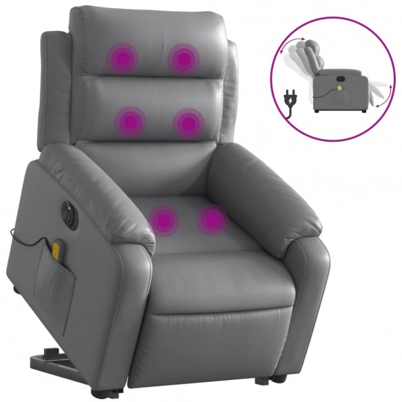 Fauteuil inclinable de massage électrique gris similicuir