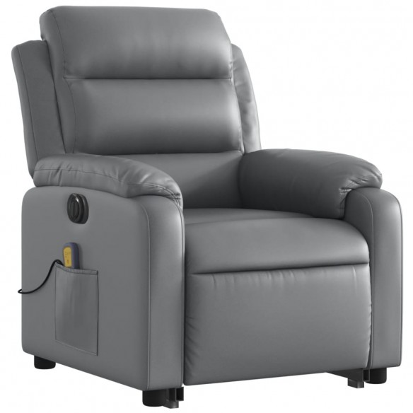 Fauteuil inclinable de massage électrique gris similicuir