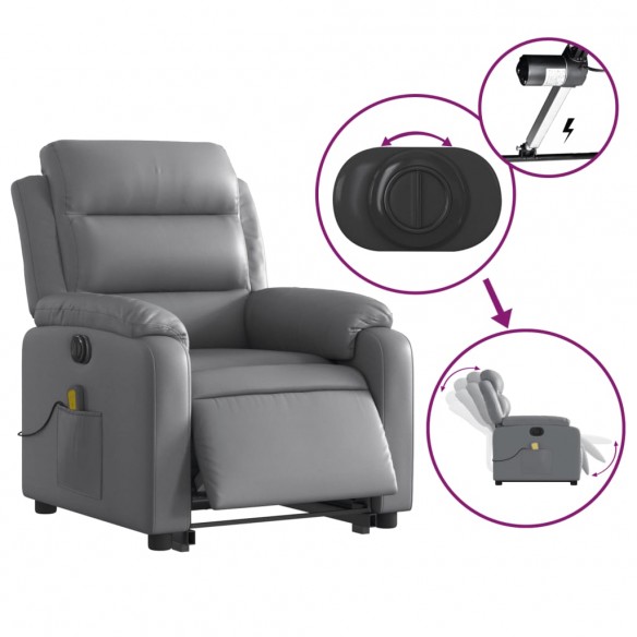 Fauteuil inclinable de massage électrique gris similicuir