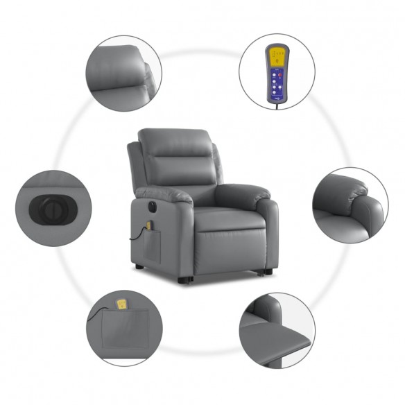 Fauteuil inclinable de massage électrique gris similicuir