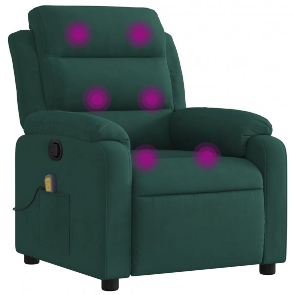 Fauteuil de massage inclinable vert foncé velours