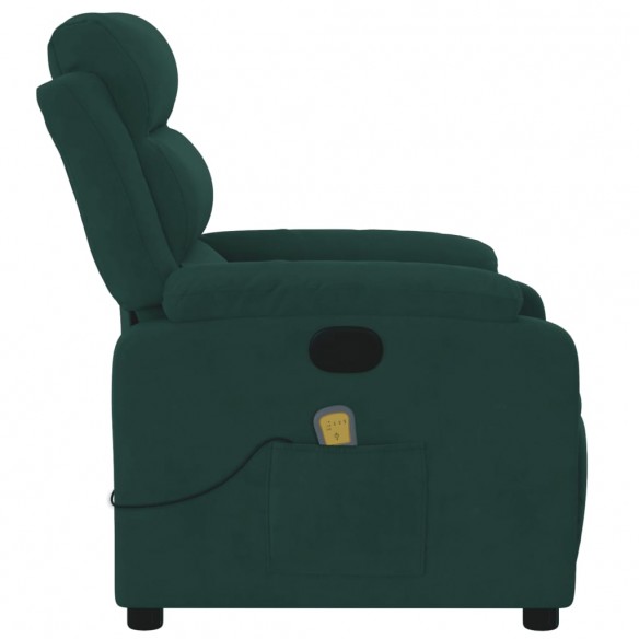 Fauteuil de massage inclinable vert foncé velours